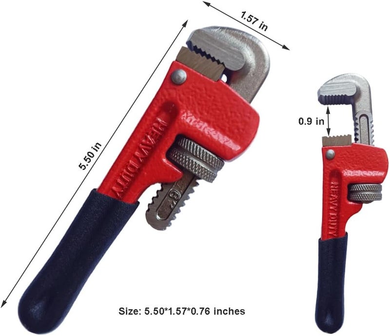 PANSHIYON Small Pipe Wrench, 6 Inch Straight Adjustable Mini Pipe Wrench Heavy Duty for Tight Spaces - Image 2